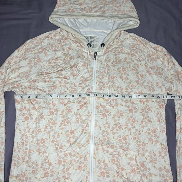 Nollie size XL tan & pink floral light weight zip up jacket with hood - Picture 5 of 6
